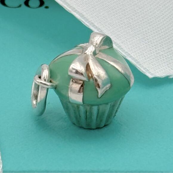Tiffany & Co. Blue Cupcake PendantCharm Blue Enamel Sterling Silver Gift Pouch - Picture 5 of 11